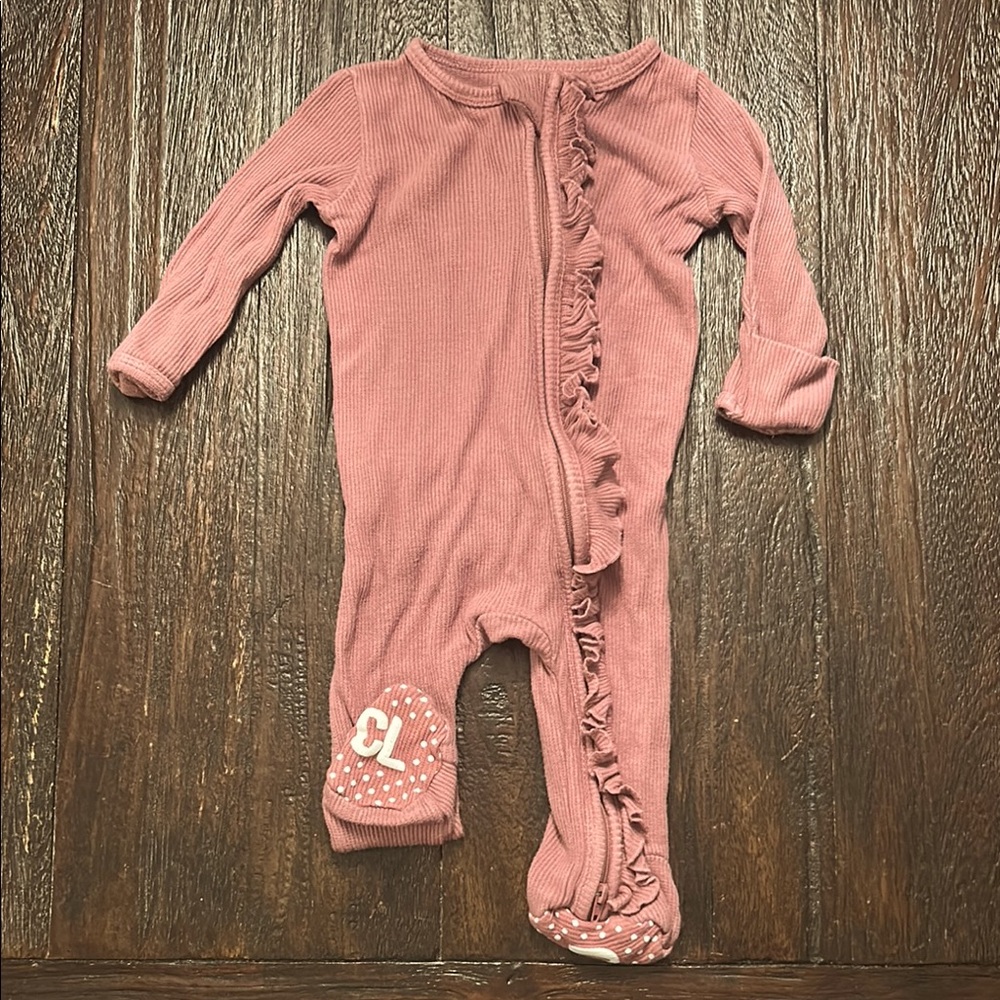 Caden Lane Pink Ruffle Bamboo Zip Romper